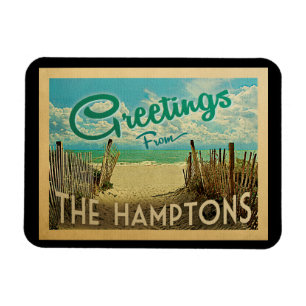 De Hamptons Beach Vintage Travel Magneet