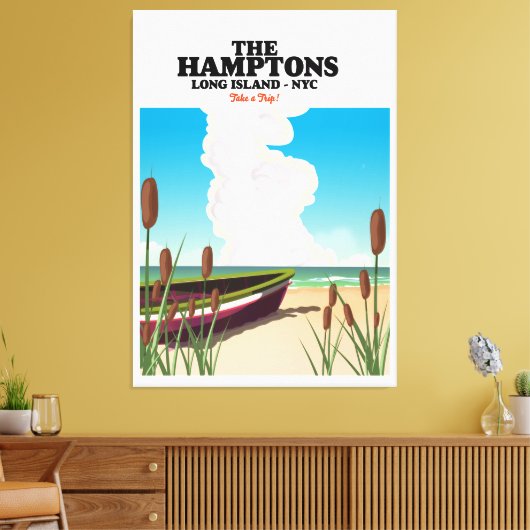 De Hamptons Long Island NYC, reisposter. Canvas Afdruk (Insitu (Woonkamer))