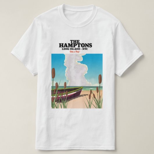 De Hamptons Long Island NYC, reisposter. T-shirt (Design voorkant)
