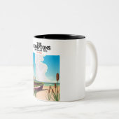 De Hamptons Long Island NYC, reisposter. Tweekleurige Koffiemok (Voorkant rechts)