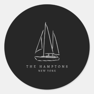 De Hamptons New York Jachtclub Zeilen Souvenir Ronde Sticker