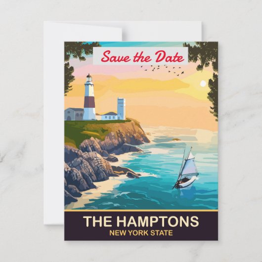 De Hamptons New York Kust Trouw Uitnodiging (Voorkant)