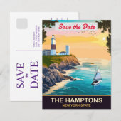 De Hamptons New York Kust Trouw Uitnodiging (Voorkant / Achterkant)