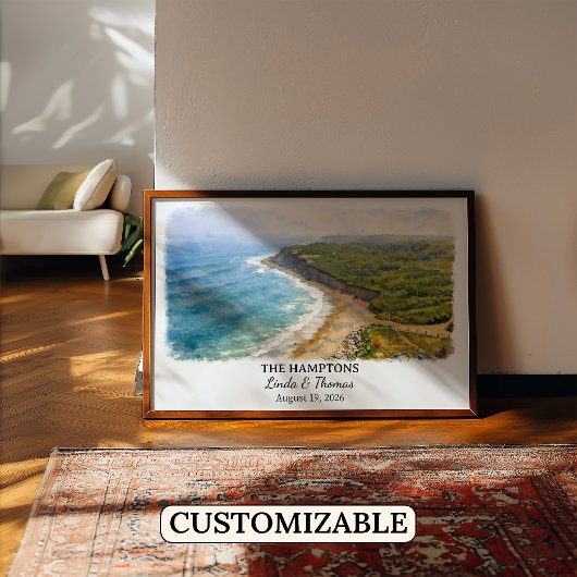 De Hamptons New York Poster, Aquarel, Op Maat Poster