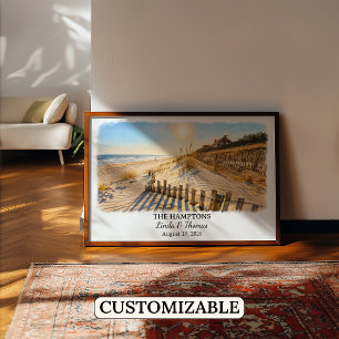 De Hamptons New York Poster, Aquarel, Op Maat Poster