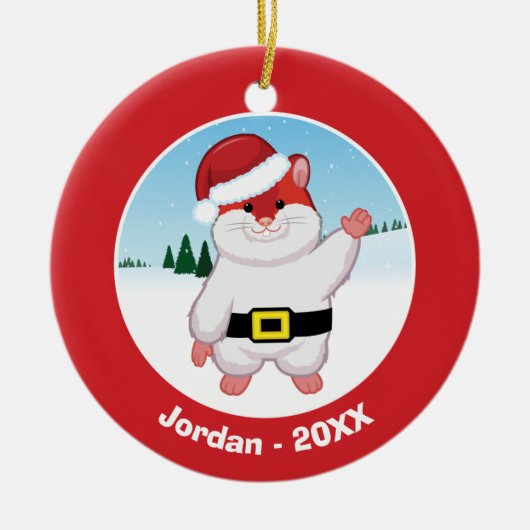 De Hamster van Kerstmis Keramisch Ornament (Voorkant)