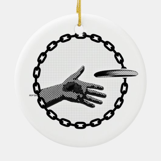 De hand die uitsteekt keramisch ornament (Achterkant)