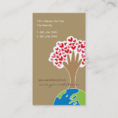 De hand- en rode en roze hartenboom van de Aarde Visitekaartje (Achterkant)