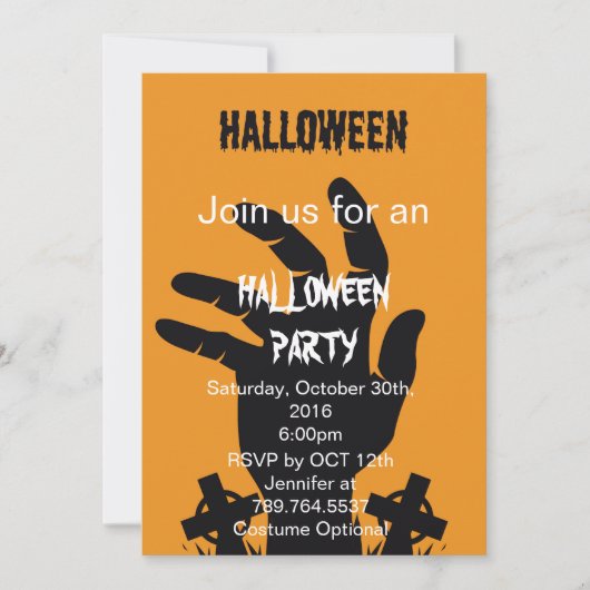 De hand Halloween feest Kaart (Voorkant)