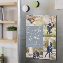 De hand liet Collage sparen de Datum Blauw