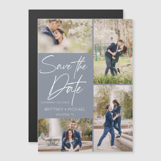 De hand liet Collage sparen de Datum Blauw (Voorkant / Achterkant)