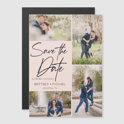 De hand liet Collage sparen de Datum Blush Roze (Voorkant / Achterkant)