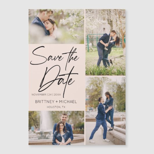 De hand liet Collage sparen de Datum Blush Roze (Voorkant)