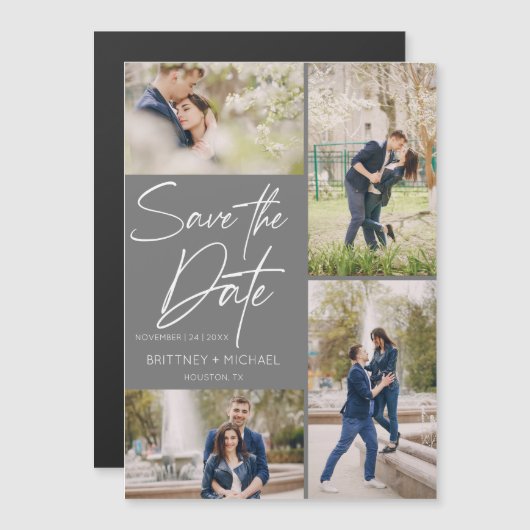 De hand liet Collage sparen de Grauwe Datum (Voorkant / Achterkant)