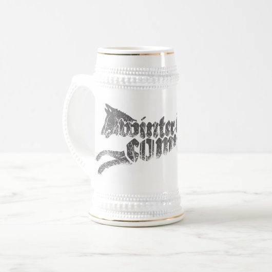 De hand stein bierpul (Voorkant links)