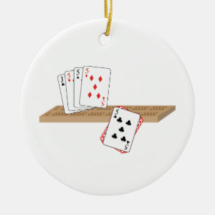 De Hand van de cribbage Keramisch Ornament