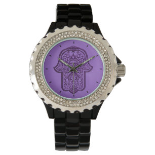De Hand van de henna van (Paarse) Hamsa Horloge