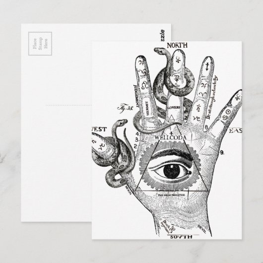 De Hand van de Slang van het Kompas van Illuminati Briefkaart (Voorkant / Achterkant)