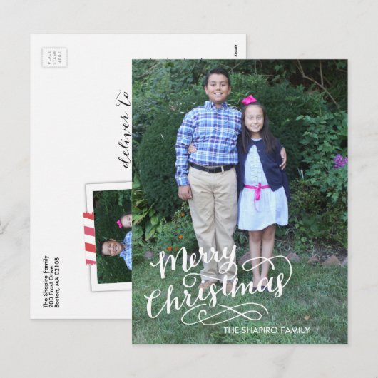 De hand Van letters voorzien Kaart van de Vakantie (Voorkant / Achterkant)