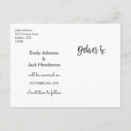 De hand Verpletterde Weddenschap van het Manuscrip Aankondigingskaart (Achterkant)