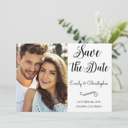 De hand Verpletterde Weddenschap van het Manuscrip Save The Date (Staand voorkant)