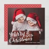 De hand voorzag de Volledige Vierkante Kerstkaart (Voorkant / Achterkant)