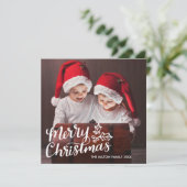 De hand voorzag de Volledige Vierkante Kerstkaart (Staand voorkant)