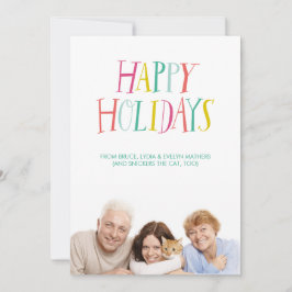 De hand voorzag prettige feestdagen (plural:) de feestdagenkaart