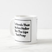 De handen die helpen zijn heiliger Inspirerend Koffiemok (Voorkant links)