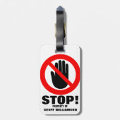 De Handen van het einde van het bagagelabel van de (Achterkant verticaal)