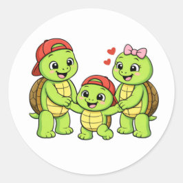 De handen van mama en papa vasthouden ronde sticker