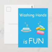 De handen wassen is FUN Corona Virus Safety Cute Briefkaart (Voorkant / Achterkant)