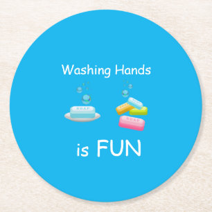 De handen wassen is Kinder voor de veiligheid van  Ronde Kartonnen Onderzetter