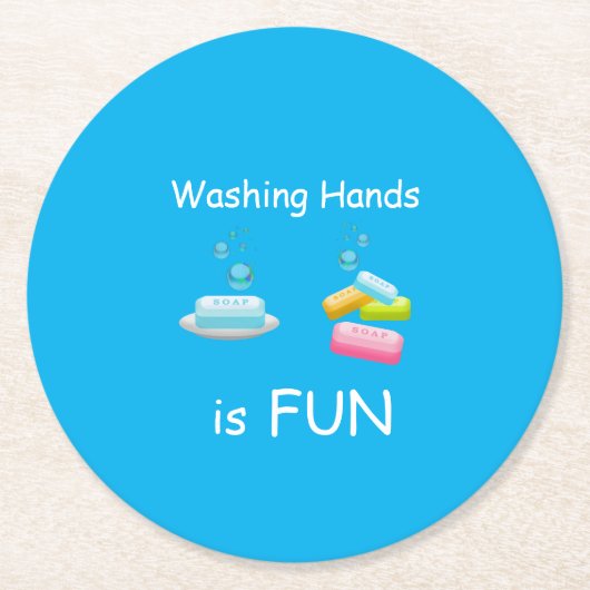 De handen wassen is Kinder voor de veiligheid van  Ronde Kartonnen Onderzetter (Voorkant)