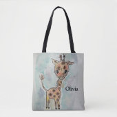 De handgetekende naam van de Giraffe knippen Tote Bag (Voorkant)