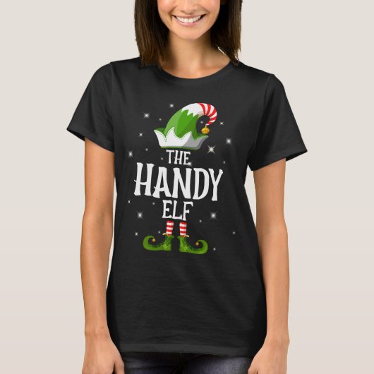 De handige Elf familie komt met Kerstmis overeen T-shirt (Voorkant)