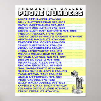 De handige Lijst van het Aantal van de Telefoon om Poster