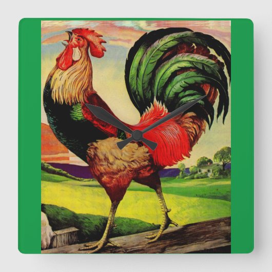 De handige Rooster roteren Vierkante Klok (Voorkant)