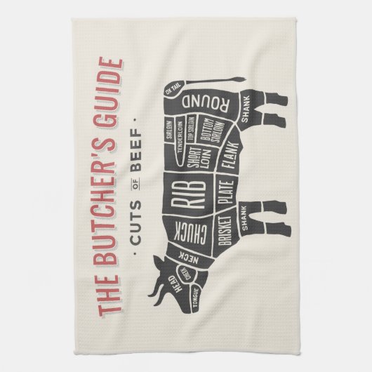 De handleidingen van de slagers voor rundvlees theedoek (Verticaal)