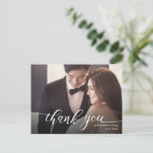 DE HANDLETTERING VAN HET SCRIPTE WEDDING DANK U BRIEFKAART (Staand voorkant)