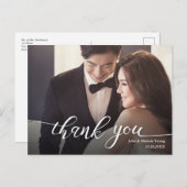 DE HANDLETTERING VAN HET SCRIPTE WEDDING DANK U BRIEFKAART (Voorkant / Achterkant)