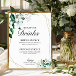 De handtekening Drink Greenery Geometric Floral El Poster<br><div class="desc">Maak je klaar om in de ban te raken van onze prachtige gouden groene trouwsuite! Dit prachtige ontwerp is voorzien van een elegant geometrisch lijst dat prachtig is ingericht met delicate groene bladeren en bloemenillustraties. Met zijn moderne, chique kalligrafie is het de ideale touch voor uw betoverende bruiloft met een...</div>