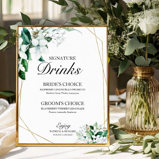 De handtekening Drink Greenery Geometric Floral El Poster