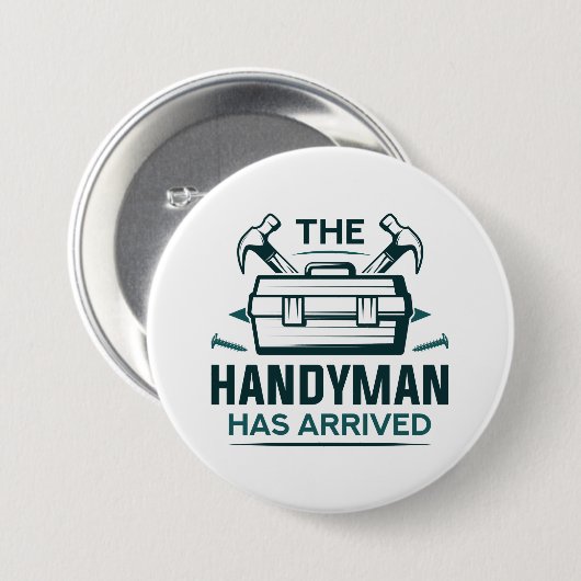 De Handyman is aangekomen Ronde Button 7,6 Cm (Voorkant /achterkant)