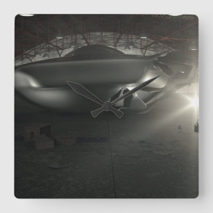 De Hangaar van het UFO van Roswell Vierkante Klok