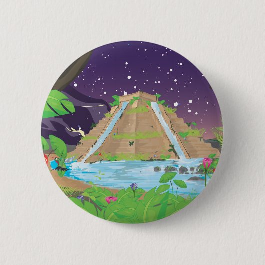 De Hangende Tuinen van Babylon Ronde Button 5,7 Cm (Voorkant)