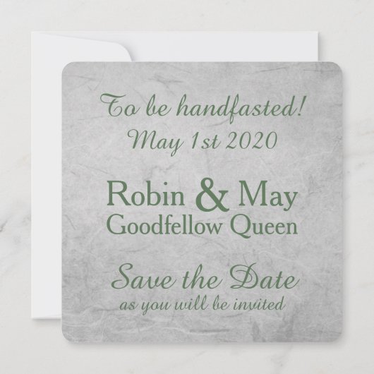 De Hantering van de Eterniteit sparen de Datum Save The Date (Achterkant)