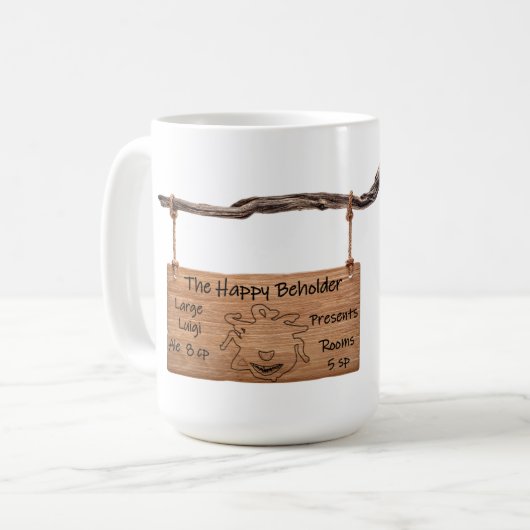 De Happy Beholder Tavern Sign Mok (Voorkant links)
