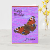 De Happy Birthday Peacock Butterfly kaart van (Gele Bloem)