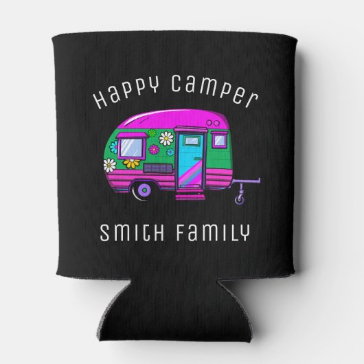 De Happy Camper Custom Name van de Retro Blikjeskoeler (Achterkant)
